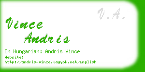 vince andris business card